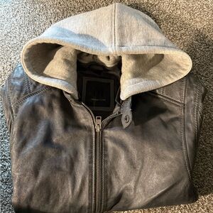 Maritus Men's Leather Jacket with detachable Hood